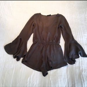 Indah silk romper in charcoal- beautiful